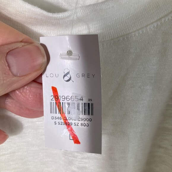 Womens Lou & Grey for Loft Tie Front Linen Tee shirt Tunic L White NWT - Picture 8 of 9